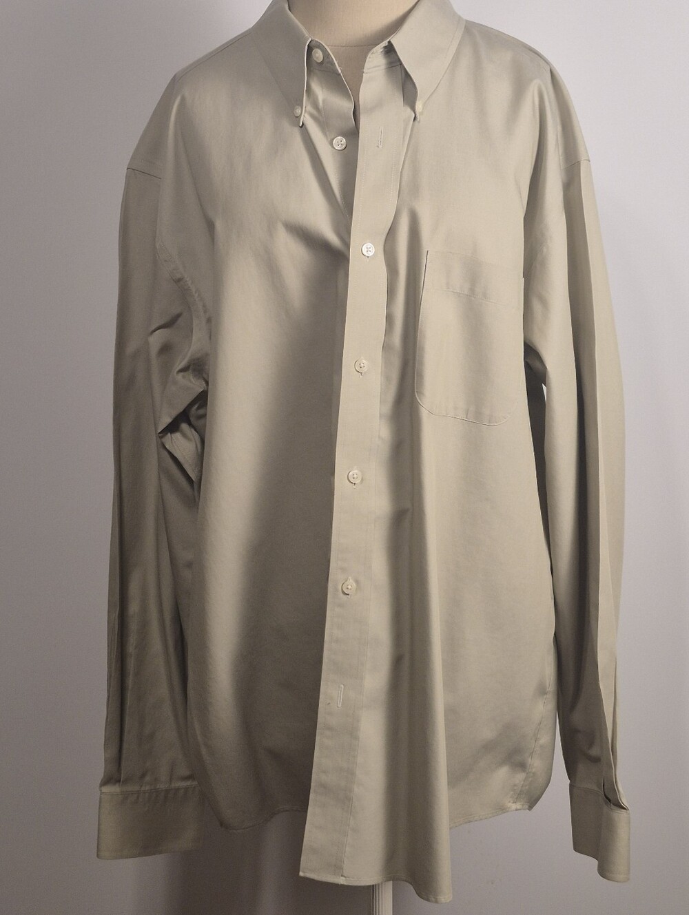 Vintage Eddie Bauer Relaxed Fit Wrinkle Resistant Button Up Shirt XL Beige Cotto